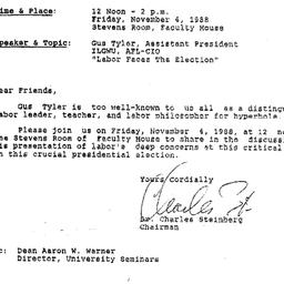 Announcements, 1988-10-31. ...