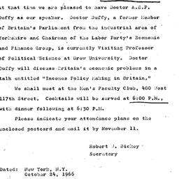Announcements, 1966-10-24. ...