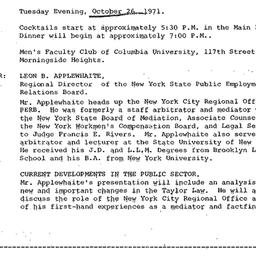 Announcements, 1971-10-26. ...