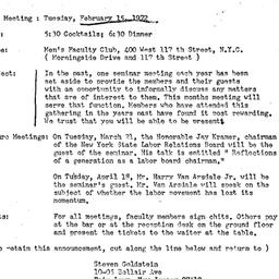 Announcements, 1972-02-16. ...