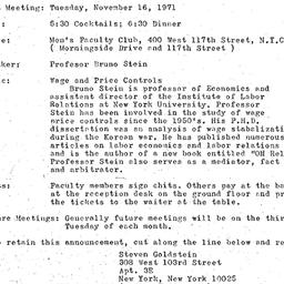 Announcements, 1971-11-16. ...