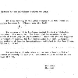 Announcements, 1962-11-26. ...