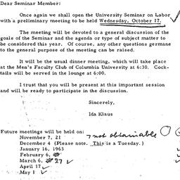 Announcements, 1962-10-09. ...