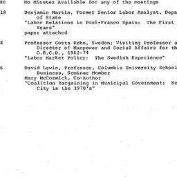 Schedules, Labor, seminar 4...