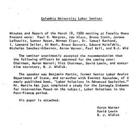 Minutes, 1980-03-18. Labor,...