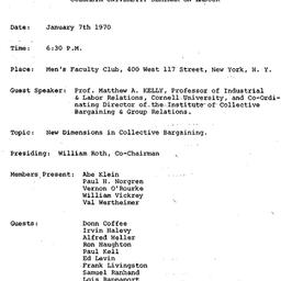 Minutes, 1970-01-07. Labor,...