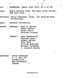 Minutes, 1970-03-25. Labor,...