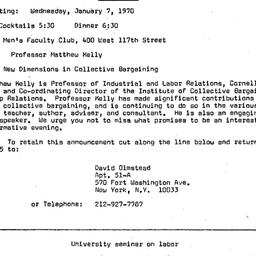 Announcements, 1970-01-07. ...
