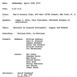 Minutes, 1970-04-15. Labor,...
