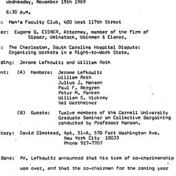 Minutes, 1969-11-19. Labor,...