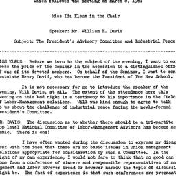 Minutes, 1961-03-08. Labor,...