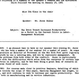 Minutes, 1961-01-18. Labor,...