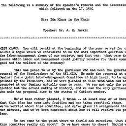 Minutes, 1961-05-17. Labor,...