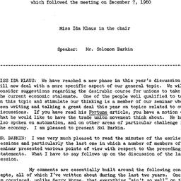 Minutes, 1960-12-07. Labor,...