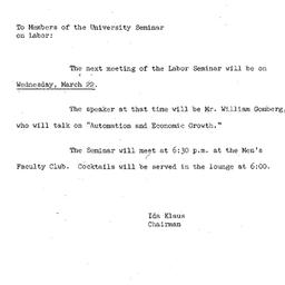 Announcements, 1961-03-14. ...