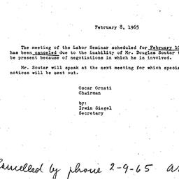Announcements, 1965-02-08. ...