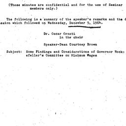 Minutes, 1964-12-09. Labor,...