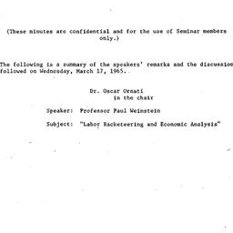 Minutes, 1965-03-17. Labor,...