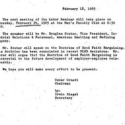 Announcements, 1965-02-18. ...