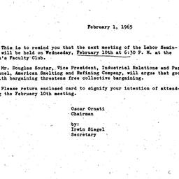 Announcements, 1965-02-01. ...