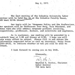 Announcements, 1975-05-02. ...