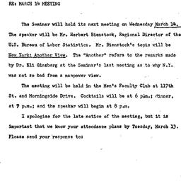 Announcements, 1973-03-14. ...