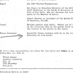 Announcements, 1972-12-13. ...