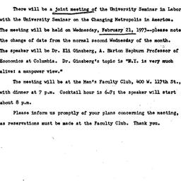 Announcements, 1973-02-21. ...