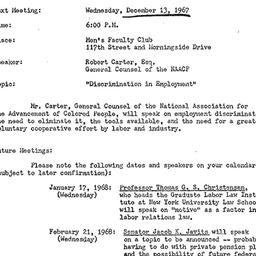 Announcements, 1967-12-13. ...
