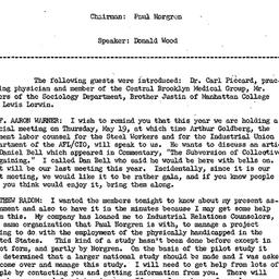 Minutes, 1960-05-04. Labor,...