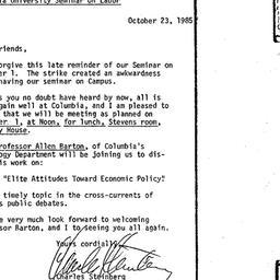 Announcements, 1985-10-23. ...