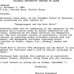 Announcements, 1984-12-07. ...