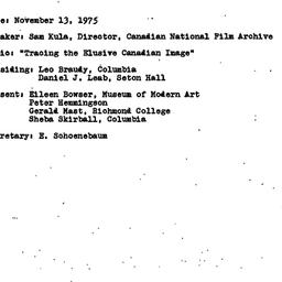 Minutes, 1975-11-13. Cinema...
