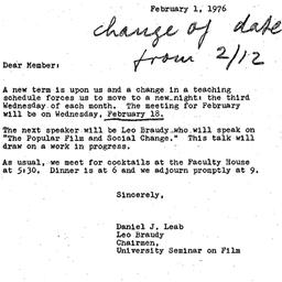 Announcements, 1976-02-01. ...