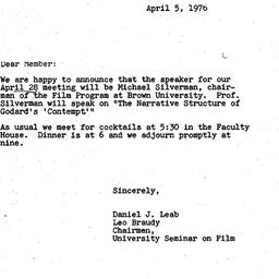 Announcements, 1976-04-05. ...
