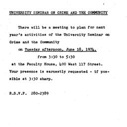 Announcements, 1974-05-31. ...