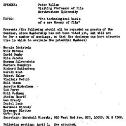 Minutes, 1974-03-04. Cinema...