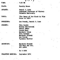 Minutes, 1974-04-01. Cinema...