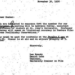 Announcements, 1976-11-30. ...