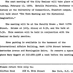 Announcements, 1979-02-13. ...