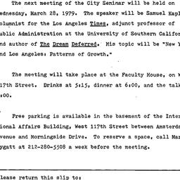 Announcements, 1979-03-28. ...
