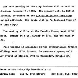 Announcements, 1978-11-01. ...