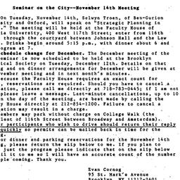 Announcements, 1989-11-14. ...