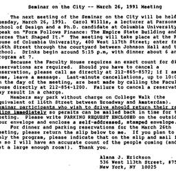 Announcements, 1991-03-26. ...