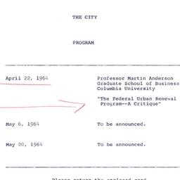 Schedules, The City, semina...