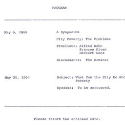Schedules, The City, semina...