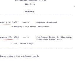 Schedules, The City, semina...