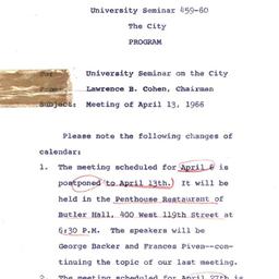 Announcements, 1966-04-13. ...