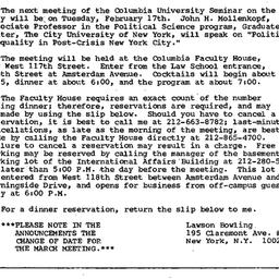 Announcements, 1987-02-17. ...