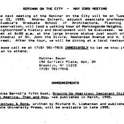 Announcements, 1995-05-23. ...
